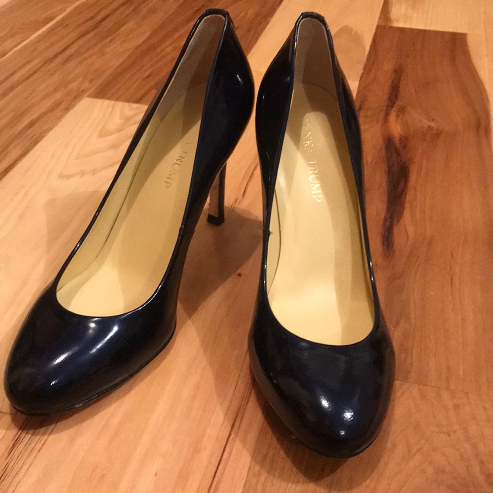 Navy blue patent leather heels